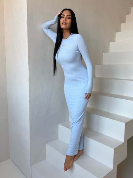 Unique The Label Joya Rib Dress - Sky Blue Joya Rib Dress - Sky Blue
