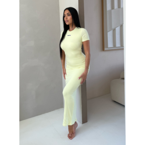 Unique The Label Donna Rib T-Shirt Dress - Soft Yellow