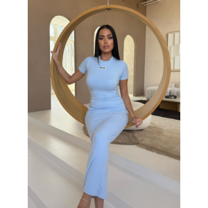 Unique The Label Donna Rib T-Shirt Dress - Sky Blue