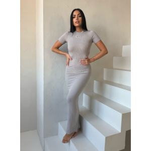 Unique The Label Donna Rib T-Shirt Dress - Pebble