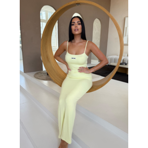 Unique The Label Zoe Rib Dress - Soft Yellow
