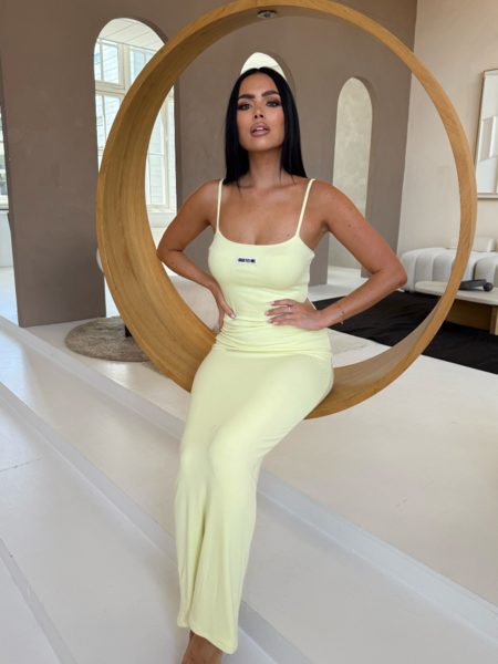Unique The Label Zoe Rib Dress - Soft Yellow Zoe Rib Dress - Soft Yellow