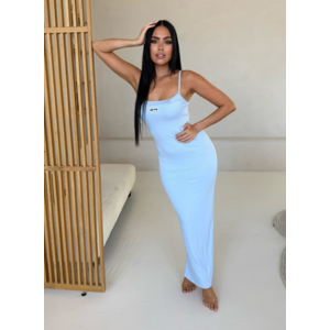 Unique The Label Zoe Rib Dress - Sky Blue