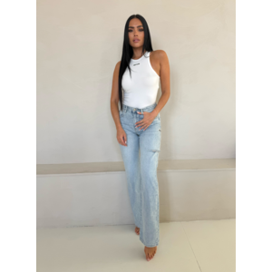 Unique The Label Remi Mid Waist Jeans - Light Blue