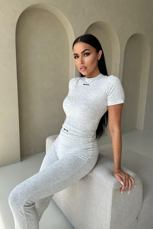 Nena Short Sleeve Top - Light Grey