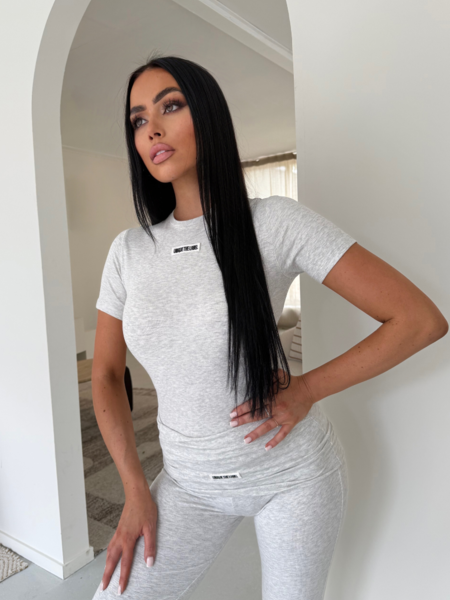 Unique The Label Nena Short Sleeve Top - Light Grey Nena Short Sleeve Top - Light Grey