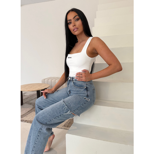 Unique The Label Nena Tank Top - Milky White/Black