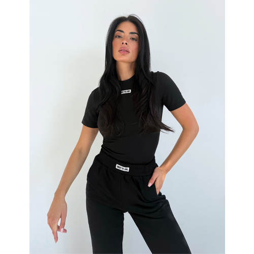 Unique The Label Nena Short Sleeve Top - Black/White