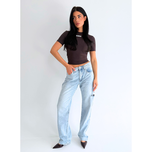 Unique The Label Remi Mid Waist Jeans - Light Blue