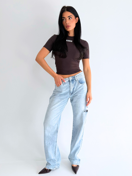 Unique The Label Remi Mid Waist Jeans - Light Blue Remi Mid Waist Jeans - Light Blue