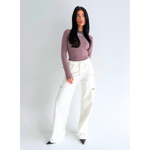 Unique The Label June Wide Leg Jeans - Off White