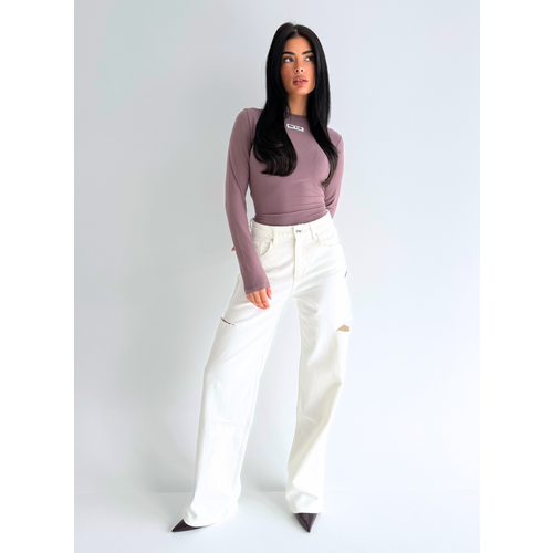 Unique The Label June Wide Leg Jeans - Off White