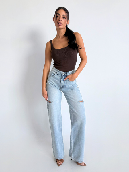 Unique The Label June Wide Leg Jeans - Light Blue June Wide Leg Jeans - Light Blue