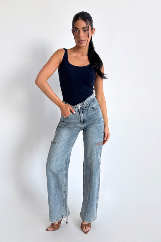 June Wide Leg Jeans - Mid Blue