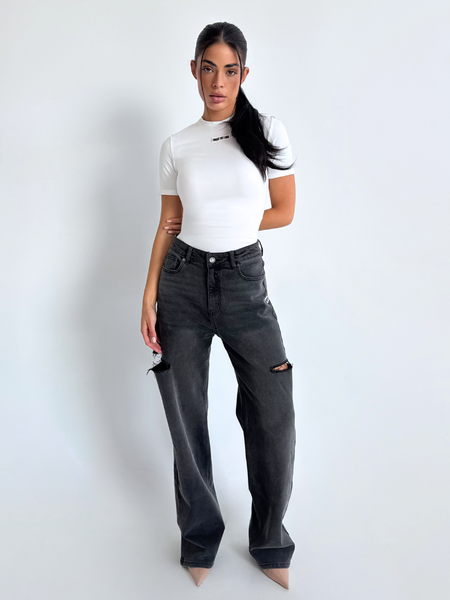 Unique The Label June Wide Leg Jeans - Mid Grey June Wide Leg Jeans - Mid Grey