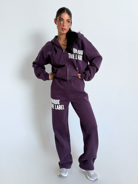 Unique The Label Joleen Wide Leg Jogger - Deep Berry Joleen Wide Leg Jogger - Deep Berry