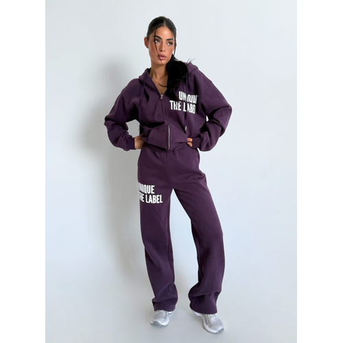 Unique The Label Joleen Wide Leg Jogger - Deep Berry