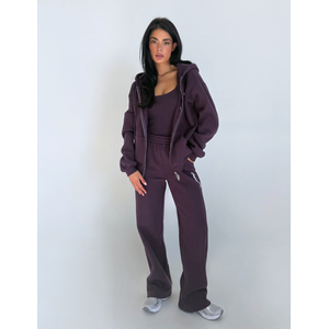 Unique The Label Imani Wide Leg Jogger - Deep Berry