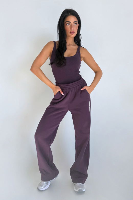 Imani Wide Leg Jogger - Deep Berry