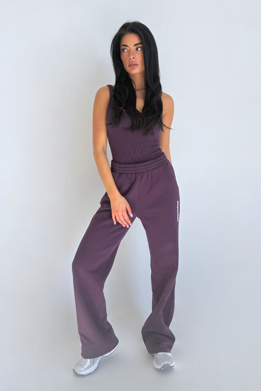 Imani Wide Leg Jogger - Deep Berry
