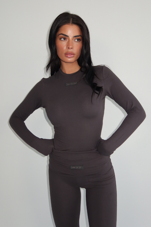 Noelle Longsleeve Top - Smoke Grey
