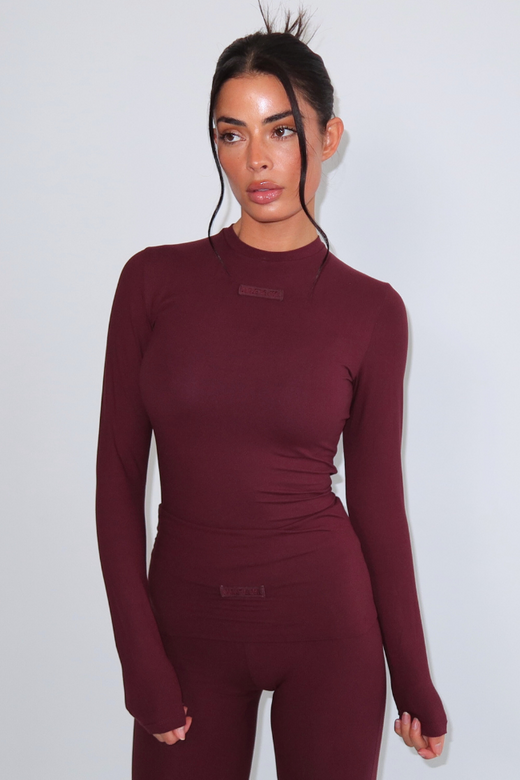 Noelle Longsleeve Top - Deep Cherry
