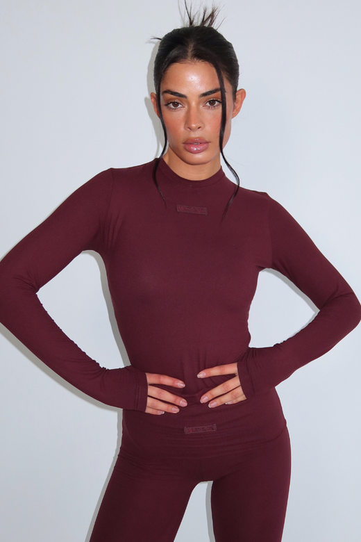 Noelle Longsleeve Top - Deep Cherry