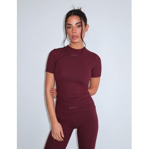 Unique The Label Noelle Short Sleeve Top - Deep Cherry