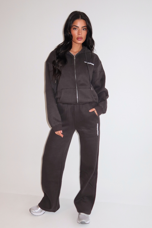 Imani Wide Leg Jogger - Charcoal