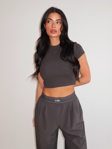 Unique The Label Gill Cropped Tee - Charcoal Gill Cropped Tee - Charcoal