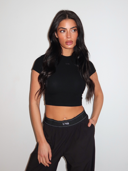 Unique The Label Gill Cropped Tee - Deep Black Gill Cropped Tee - Deep Black