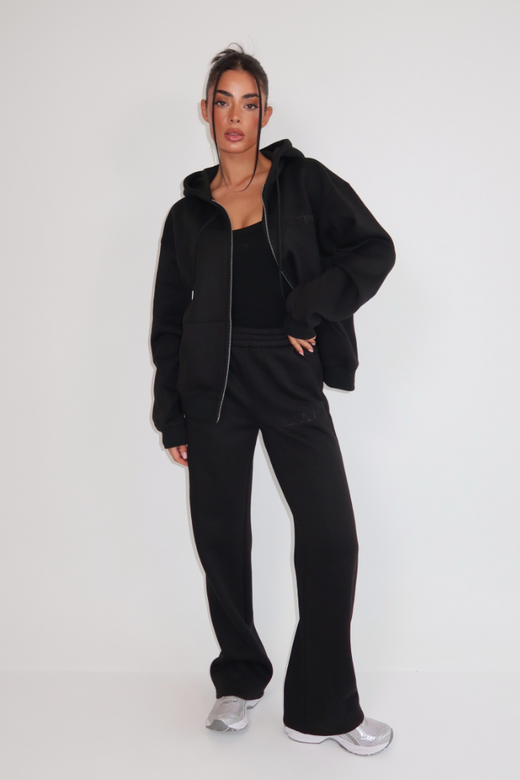 Nyla Wide Leg Jogger - Deep Black