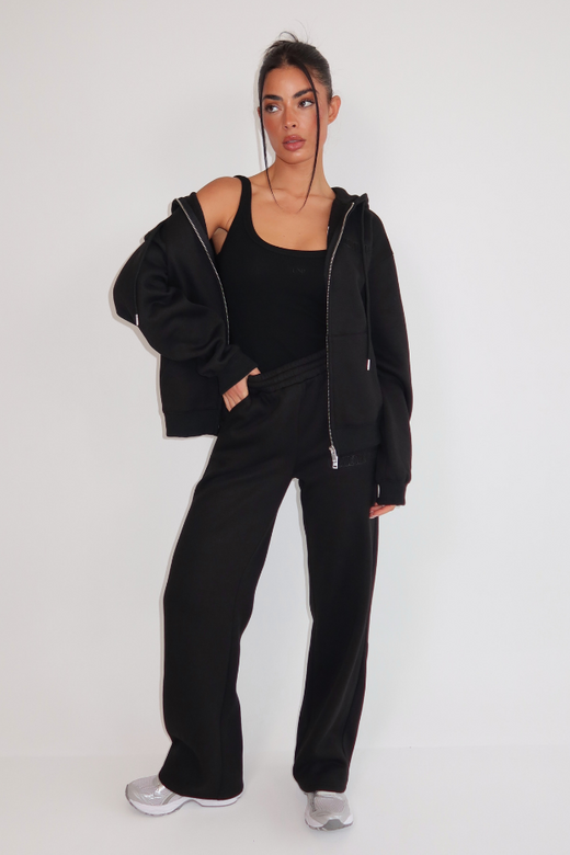 Nyla Wide Leg Jogger - Deep Black