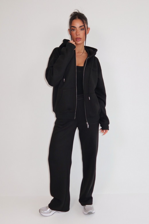 Nyla Wide Leg Jogger - Deep Black