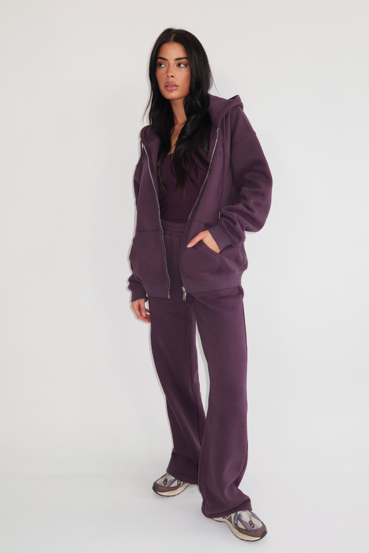 Nyla Wide Leg Jogger - Deep Berry