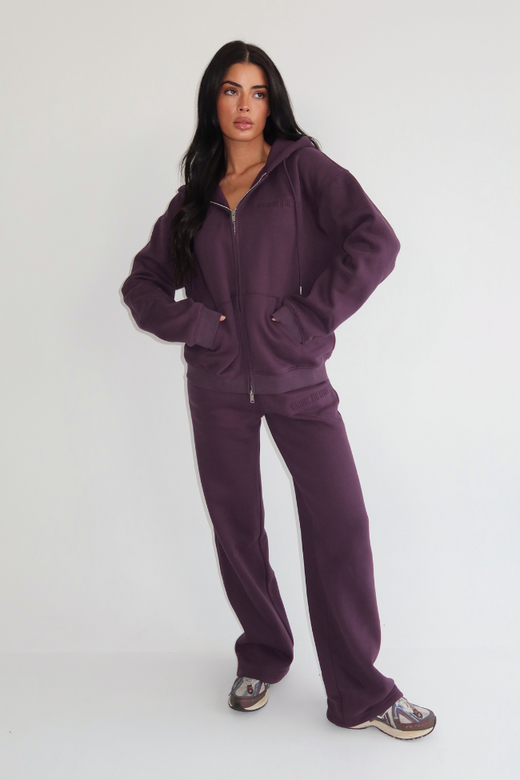Nyla Wide Leg Jogger - Deep Berry