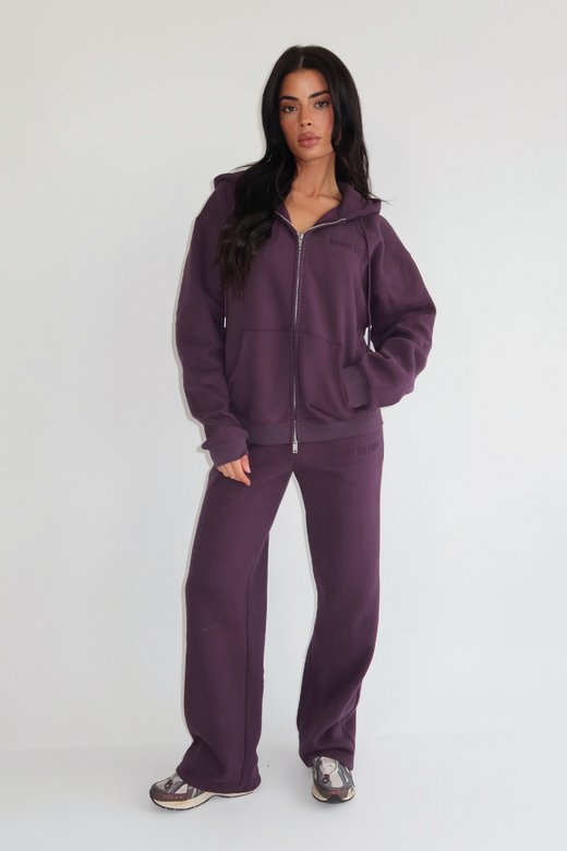 Nyla Wide Leg Jogger - Deep Berry