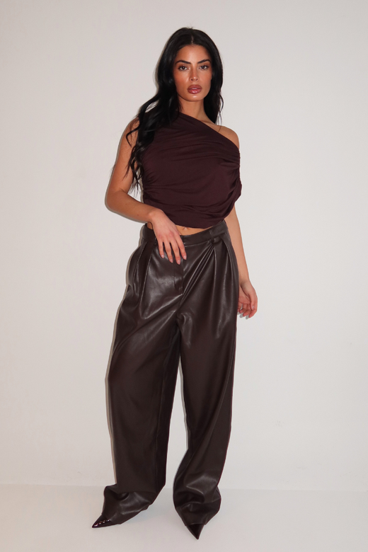 Ziva Leather Pantalon - Brown