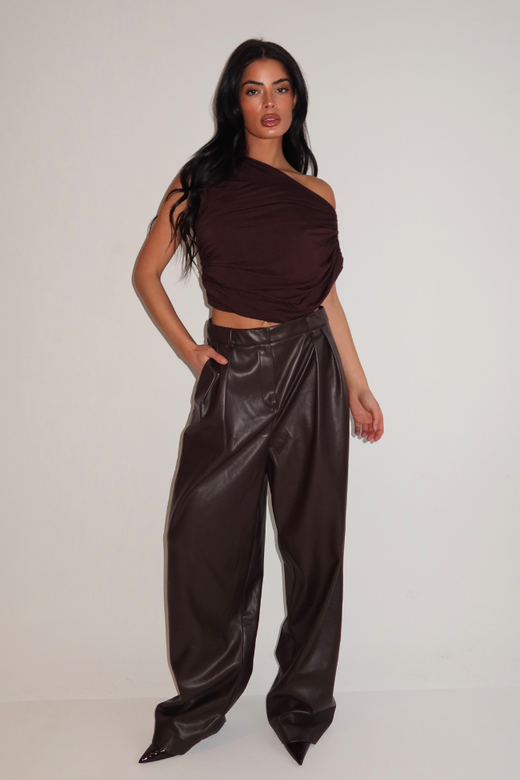 Ziva Leather Pantalon - Brown