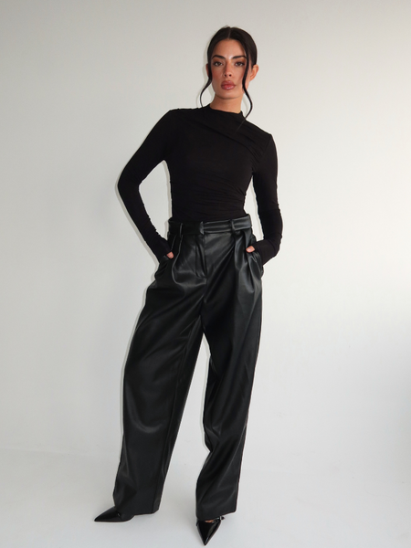 Ziva Leather Pantalon - Black