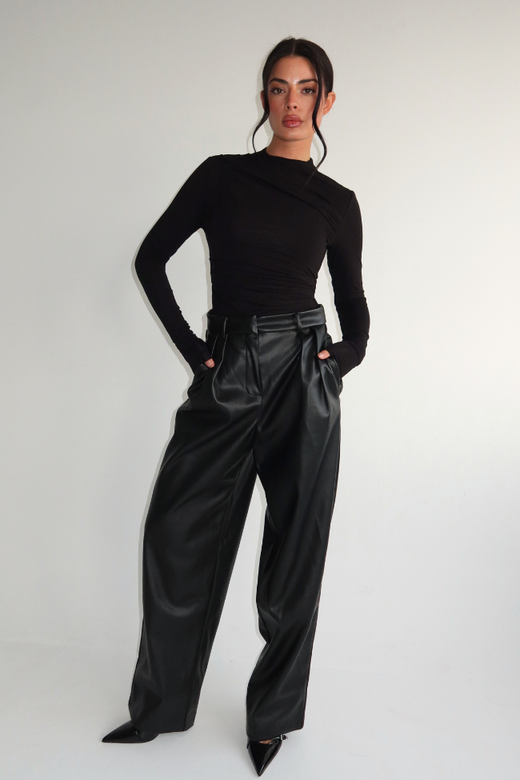 Ziva Leather Pantalon - Black