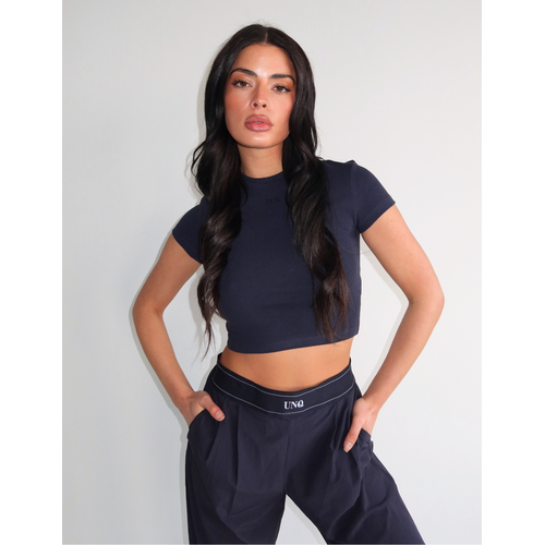 Unique The Label Gill Cropped Tee - Deep Dark Navy