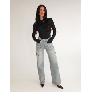 Unique The Label June Wide Leg Jeans - Light Blue