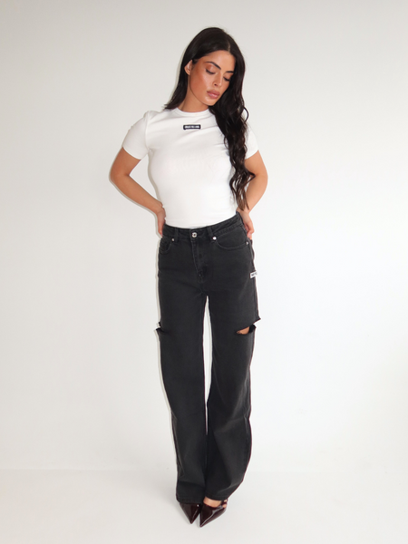 June Wide Leg Jeans - Washed Black