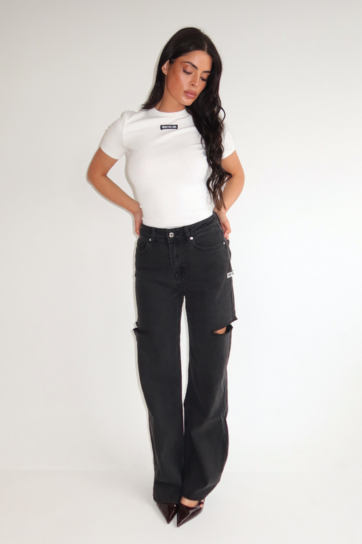 June Wide Leg Jeans - Washed Black