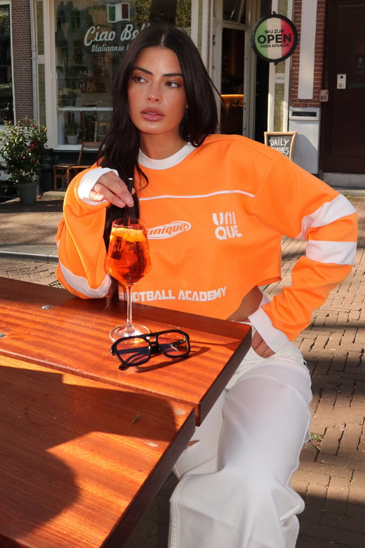 Maxime Cropped Longsleeve - Orange/White