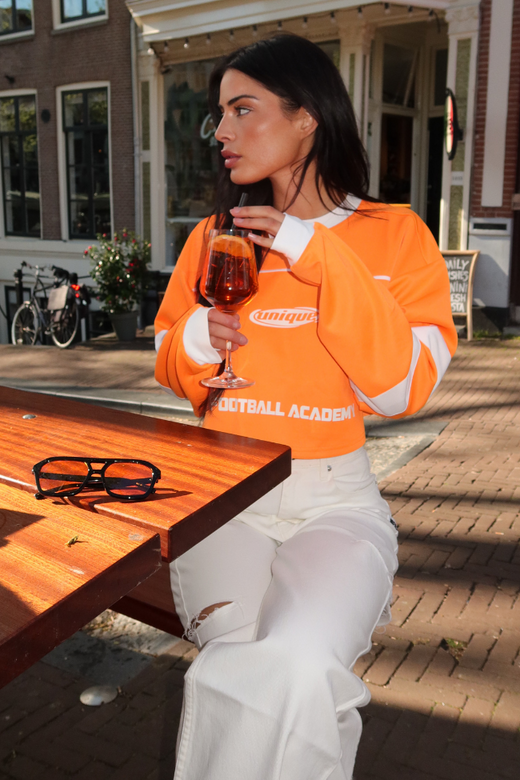 Maxime Cropped Longsleeve - Orange/White