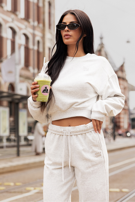 Peggy Cropped Sweater - Light Grey Marl