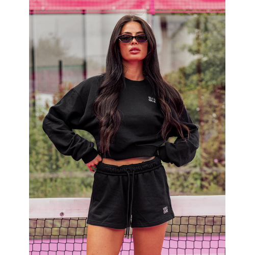 Unique The Label Peggy Cropped Sweater - Deep Black