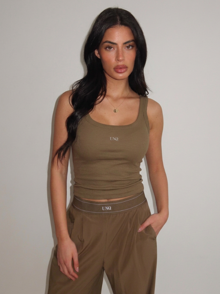 Unique The Label Gill Tank Top - Olive Gill Tank Top - Olive